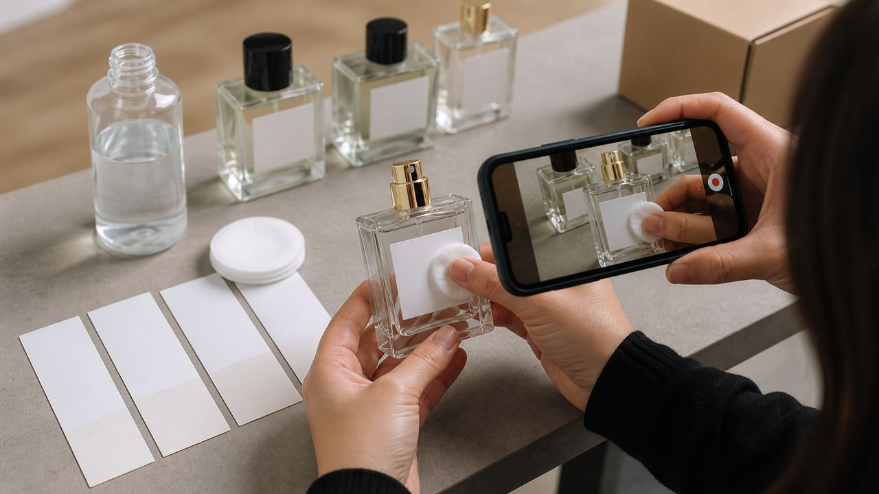 How should buyers define an alcohol rub test for perfume labels for ecommerce perfume brands?