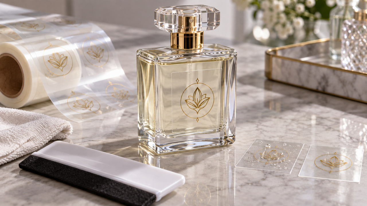 How can buyers prevent bubbles under clear perfume labels for GCC fragrance launches?