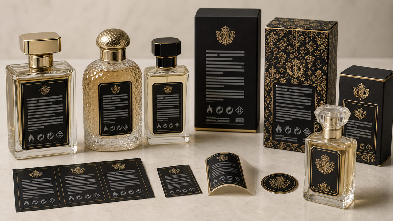 How should buyers keep perfume back-label compliance text legible for boutique retail displays?