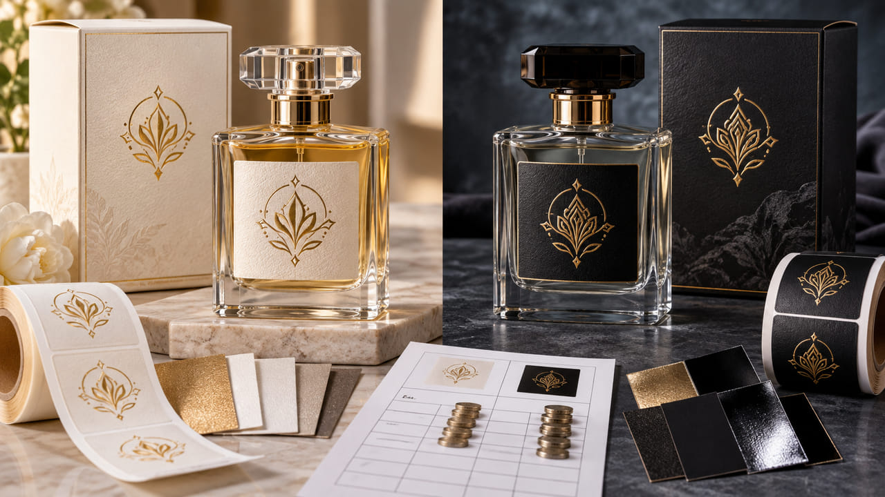 What drives bulk perfume label pricing for boutique retail displays?