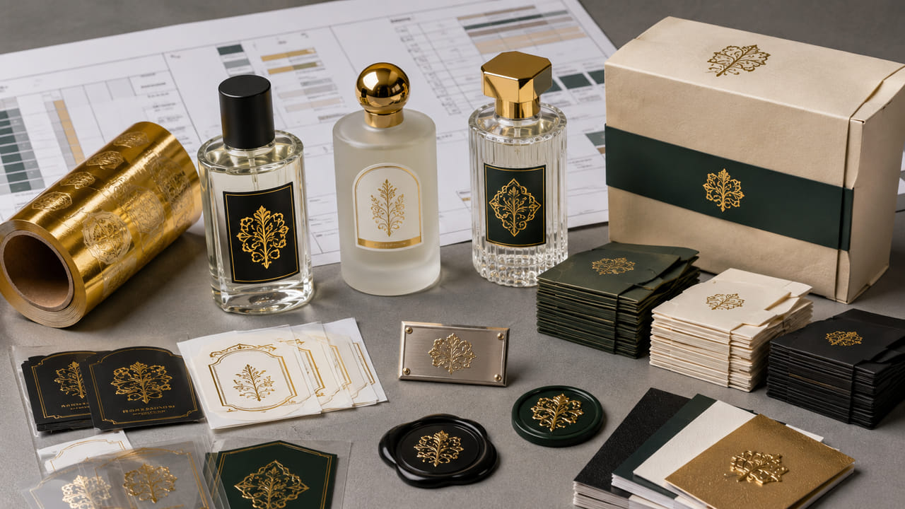 What drives bulk perfume label pricing for perfume gift sets?