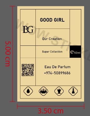 Finished Good Girl perfume label proof