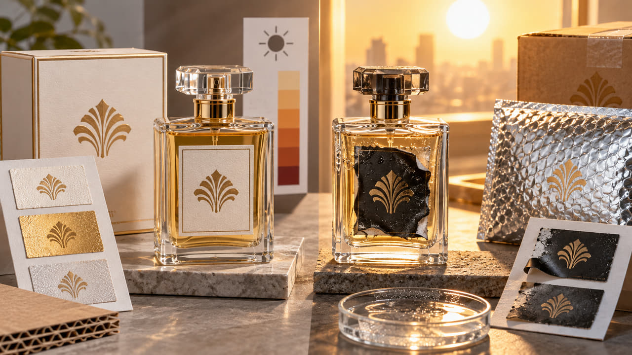 What hot-weather shipping risks should perfume label buyers test for perfume gift sets?
