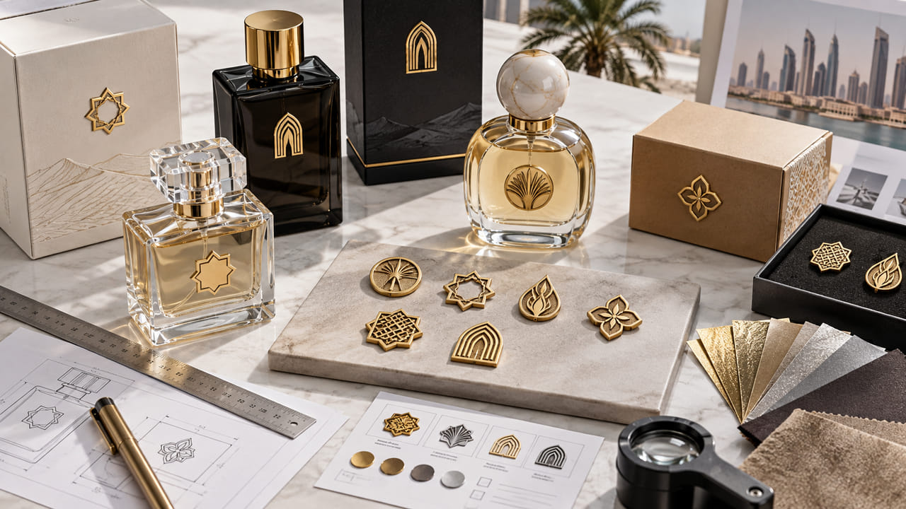 What should buyers confirm before ordering low MOQ metal logo labels for GCC fragrance launches?
