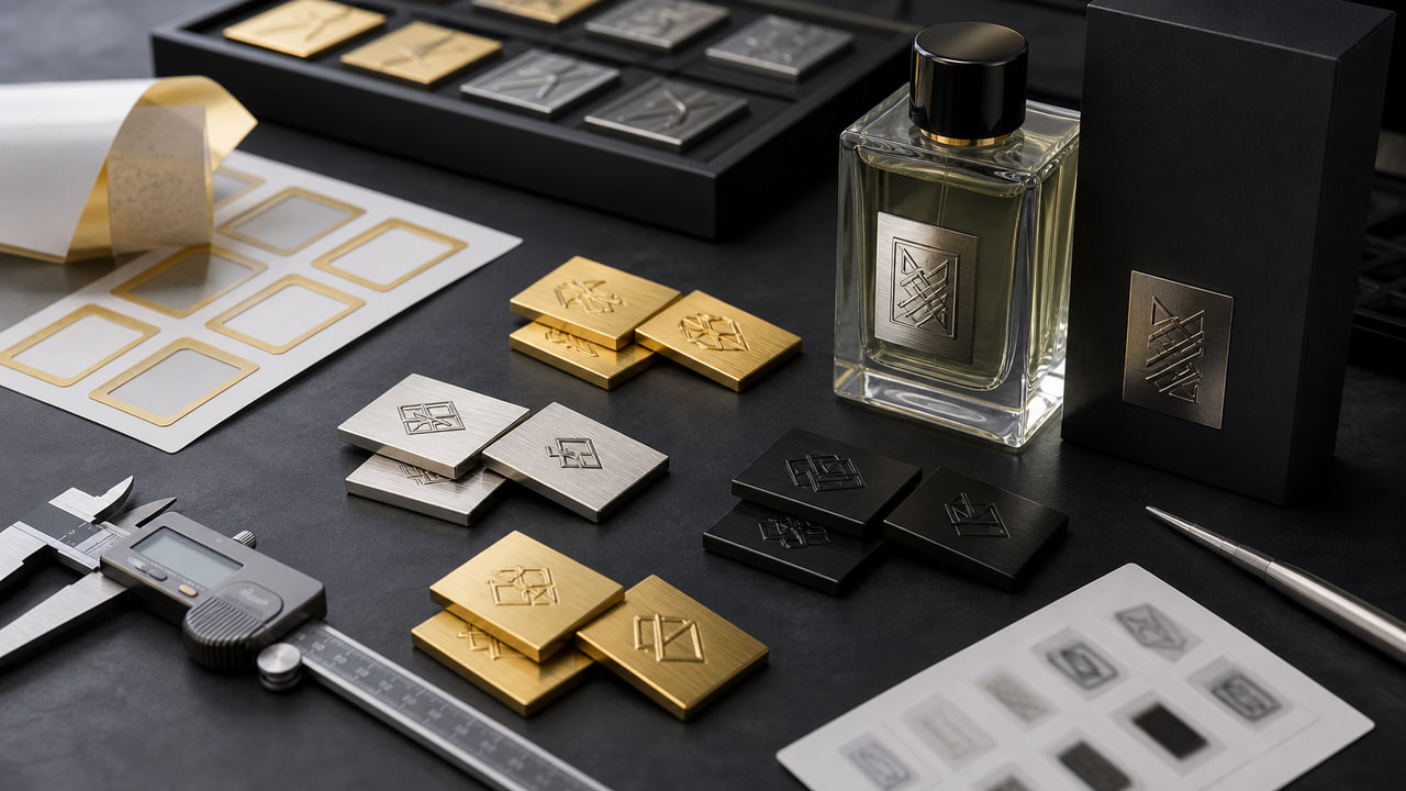 Low MOQ Metal Logo Labels for Niche Fragrance Brands: What to Confirm for Private Label Fragrance Sellers