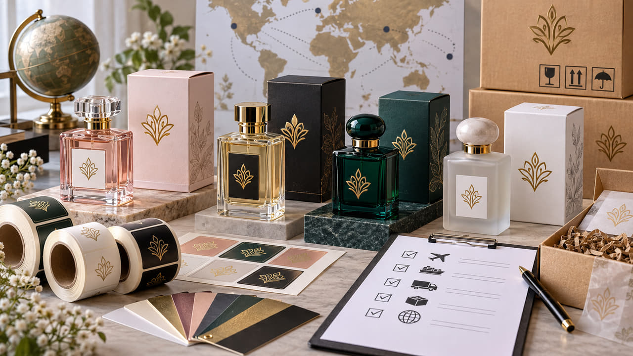 How should buyers plan multi-country perfume label systems for boutique retail displays?