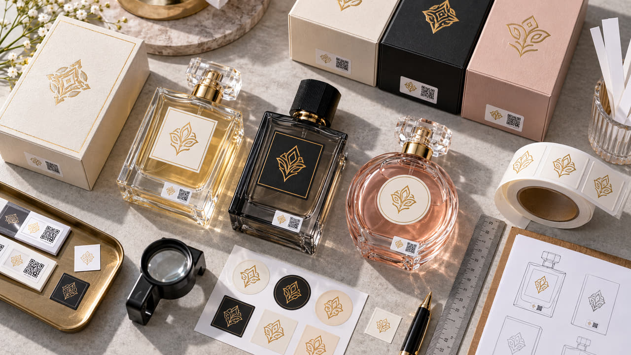 Where should buyers place perfume batch codes for boutique retail displays?