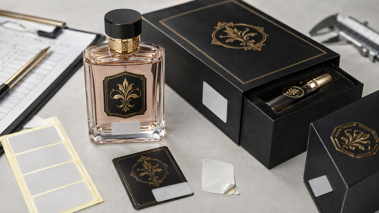 Where should buyers place perfume batch codes for perfume gift sets?