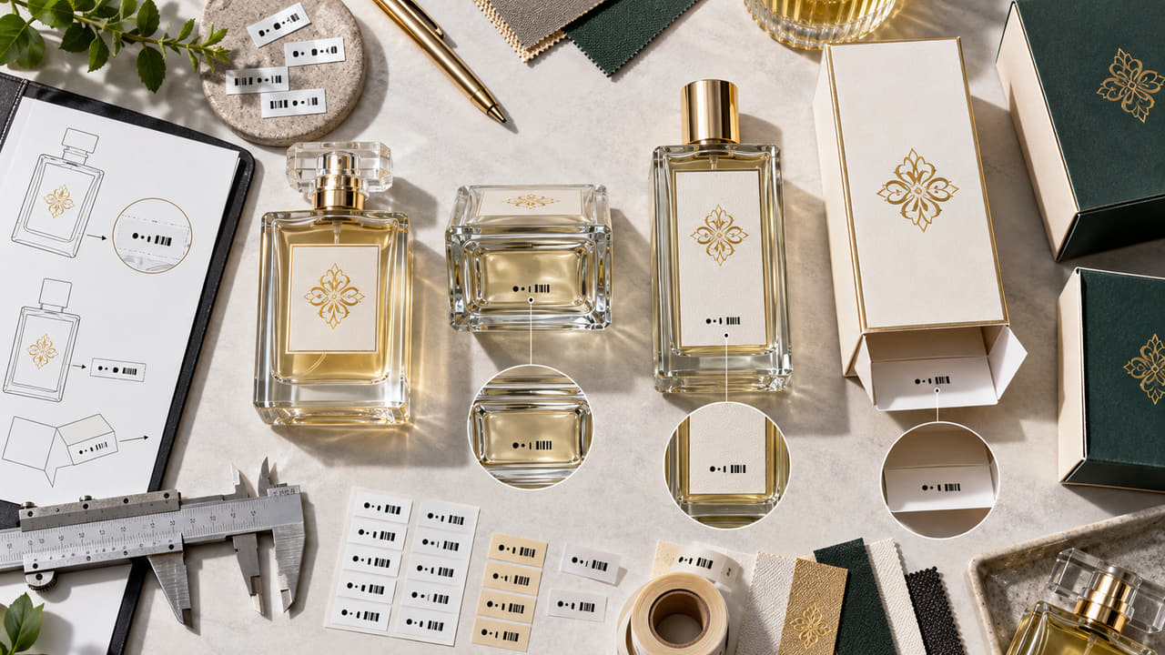 Where should buyers place perfume batch codes for GCC fragrance launches?