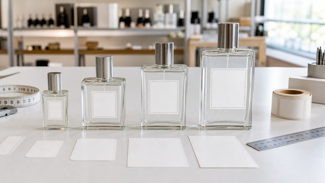 Perfume Bottle Label Size Guide by Volume: 10ml, 30ml, 50ml, and 100ml