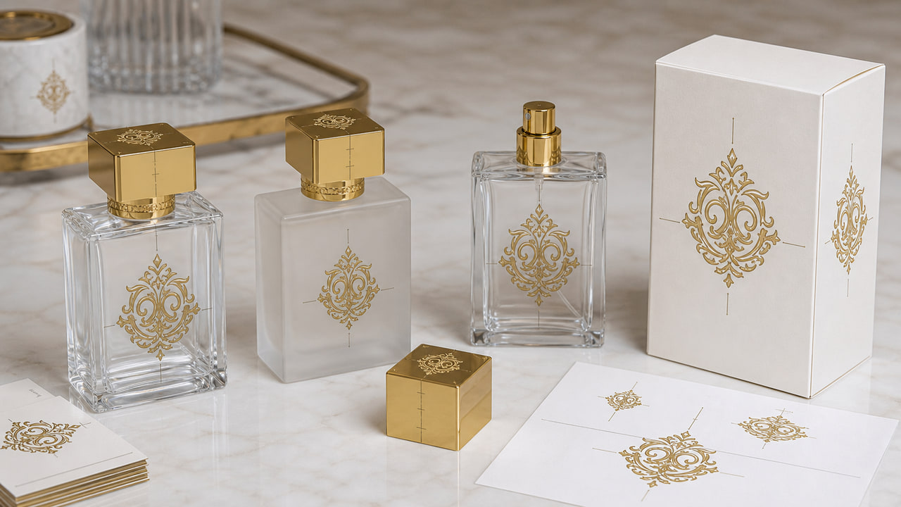 What logo placement should buyers preview before perfume bottle sampling for boutique retail displays?