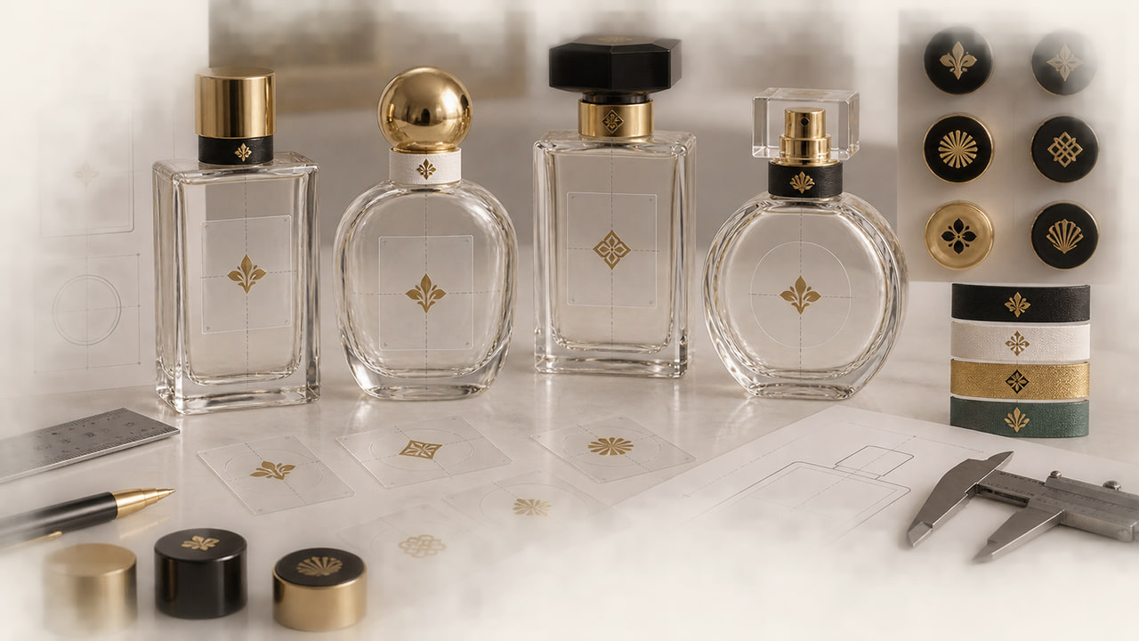 What logo placement should buyers preview before perfume bottle sampling for GCC fragrance launches?