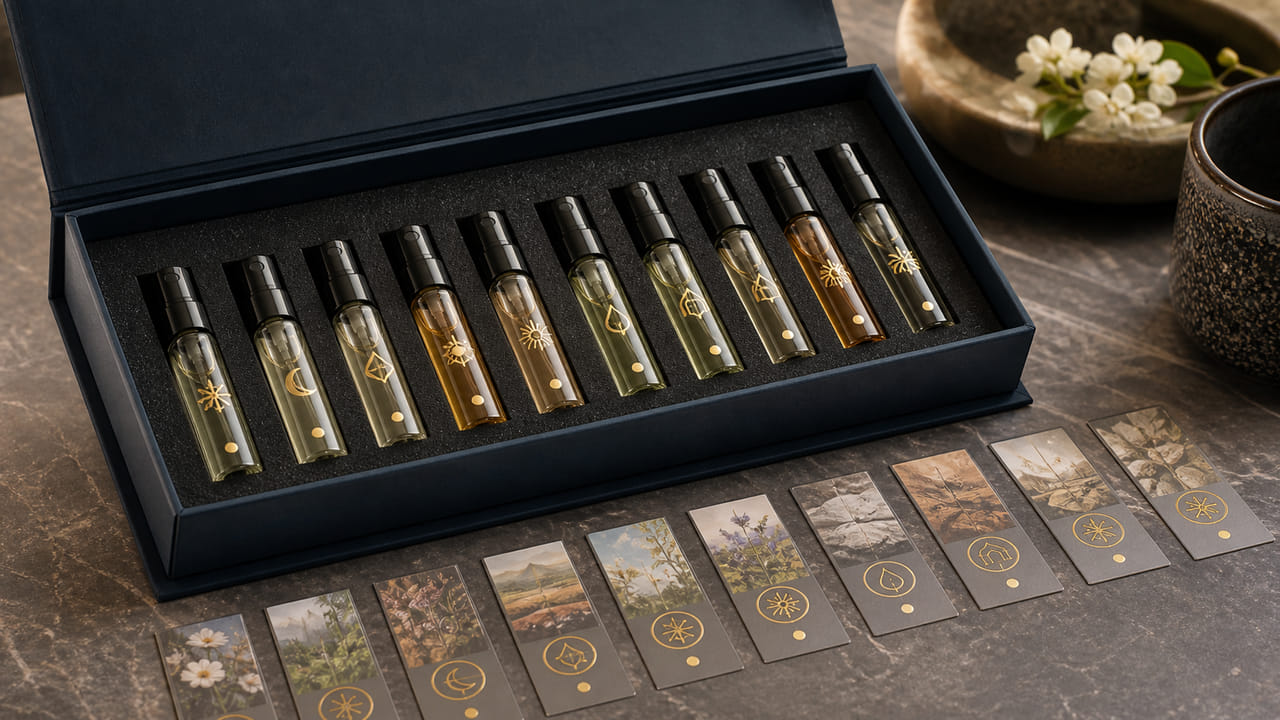 What numbering system helps buyers compare discovery set scents for ecommerce perfume brands?