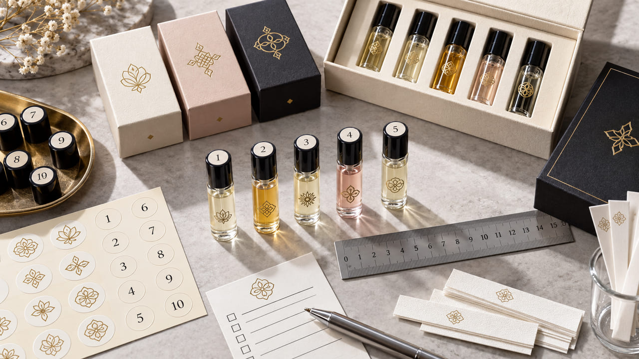 What numbering system helps buyers compare discovery set scents for perfume gift sets?