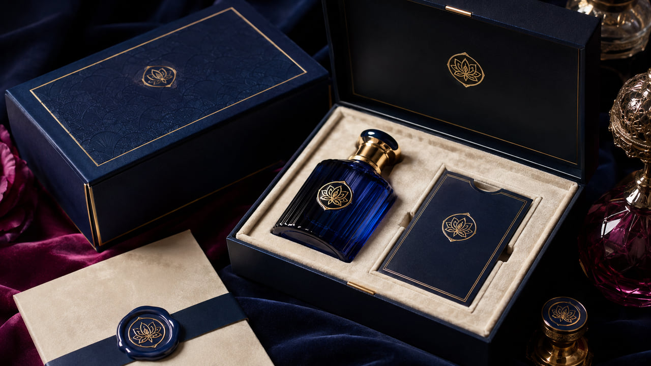 What sticker system should buyers use for perfume gift sets when upgrading a standard bottle?