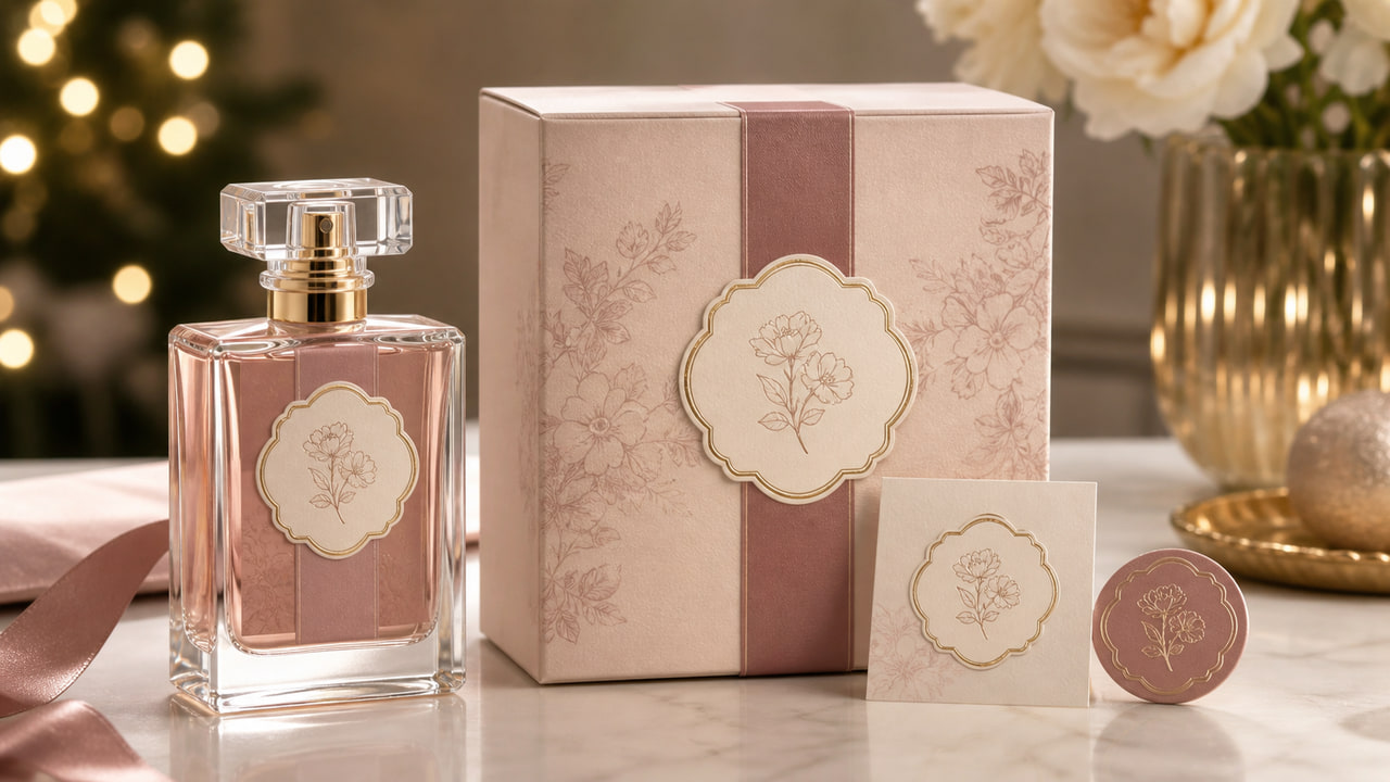 A Sticker System for Perfume Gift Sets: Bottle, Box, Insert, and Seal for Private Label Fragrance Sellers