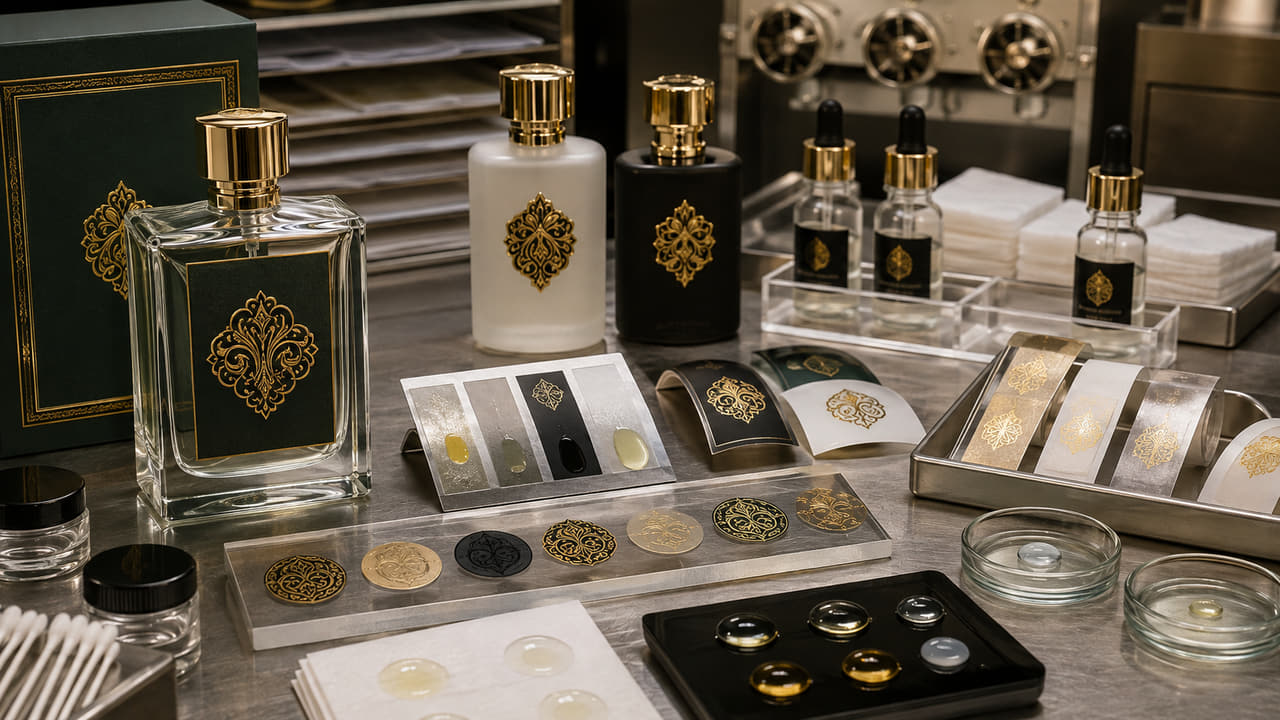 What should buyers test before approving perfume label samples for GCC fragrance launches?