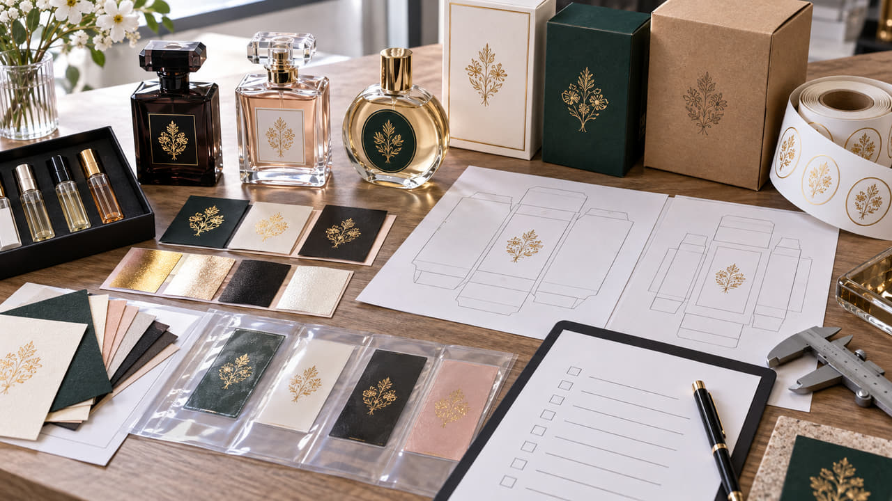 What should buyers send for a real perfume label factory quote for boutique retail displays?