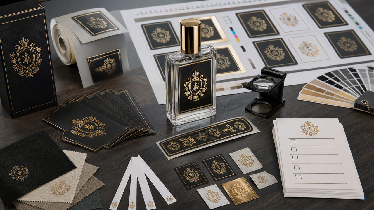 What should buyers approve before bulk perfume label production for boutique retail displays?