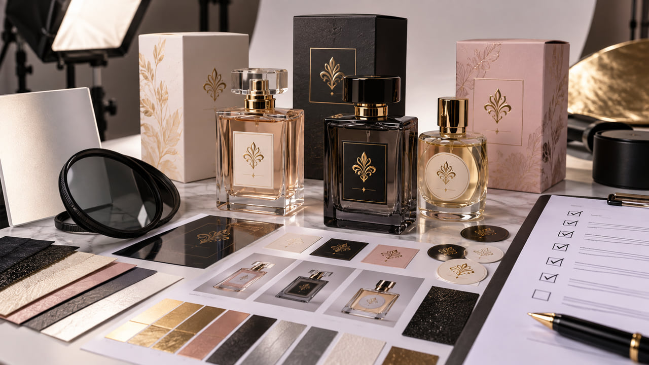 What should buyers approve before bulk perfume label production for perfume gift sets?