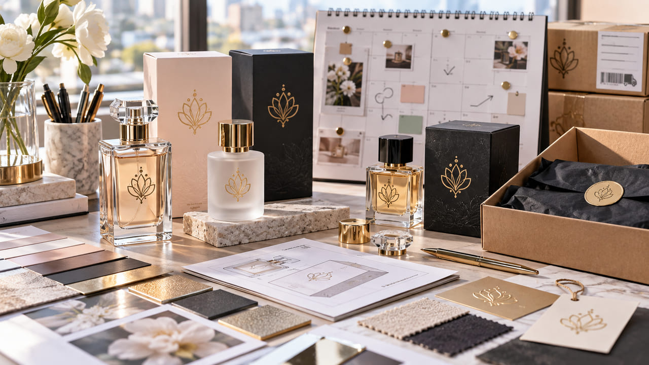 What packaging calendar should buyers use for a first perfume launch for boutique retail displays?