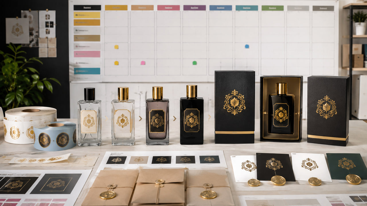 What packaging calendar should buyers use for a first perfume launch for perfume gift sets?