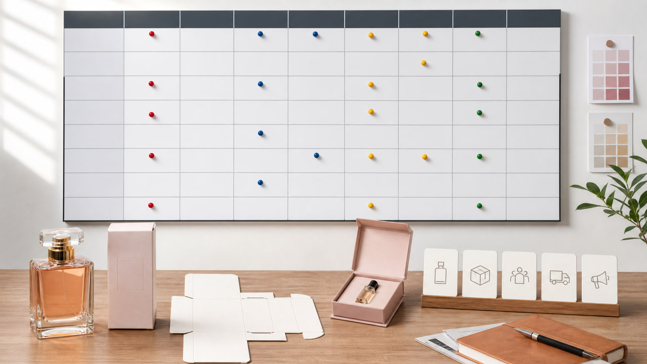 A Perfume Packaging Launch Calendar: When to Lock Labels, Boxes, and Samples for Private Label Fragrance Sellers