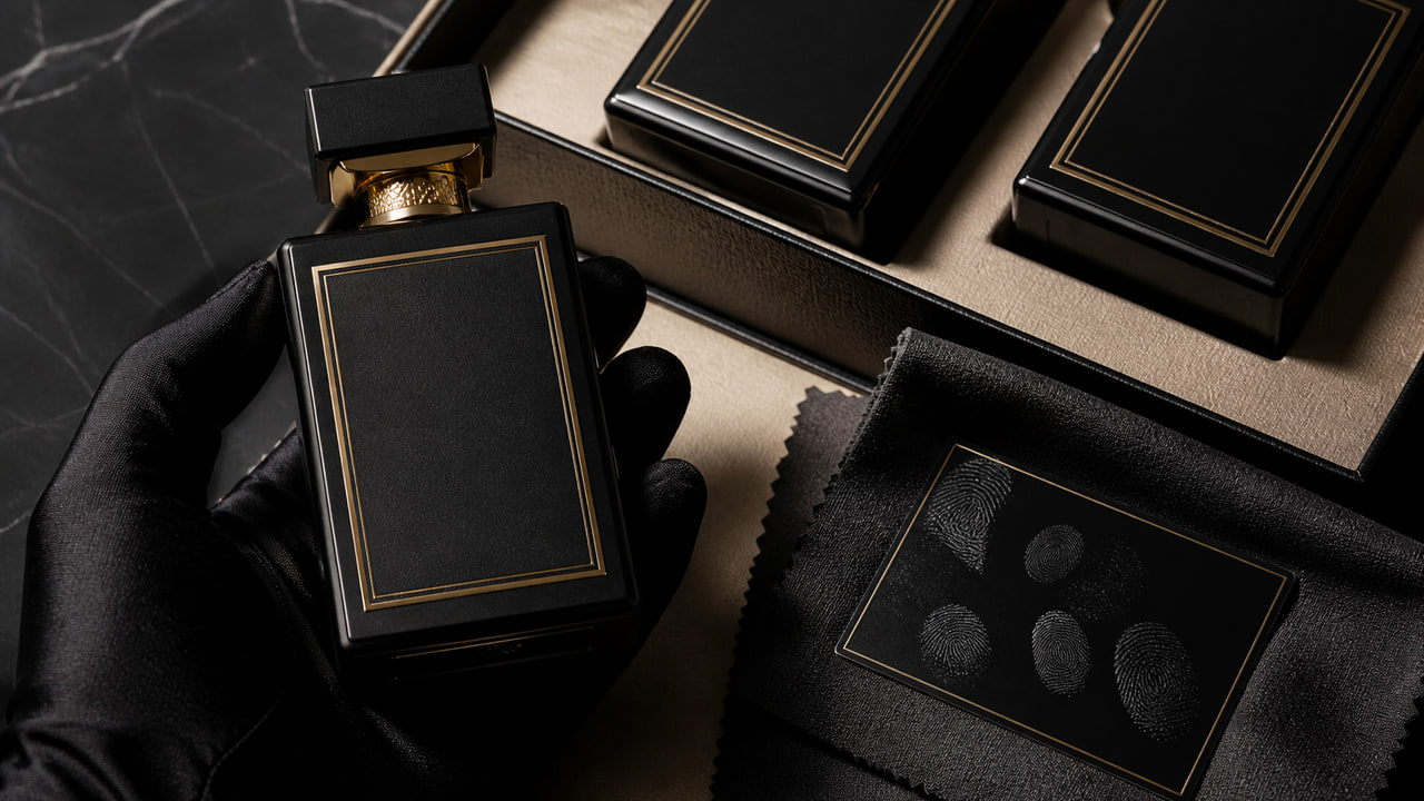 Premium Black Perfume Labels: Contrast, Fingerprints, and Metallic Detail for Private Label Fragrance Sellers