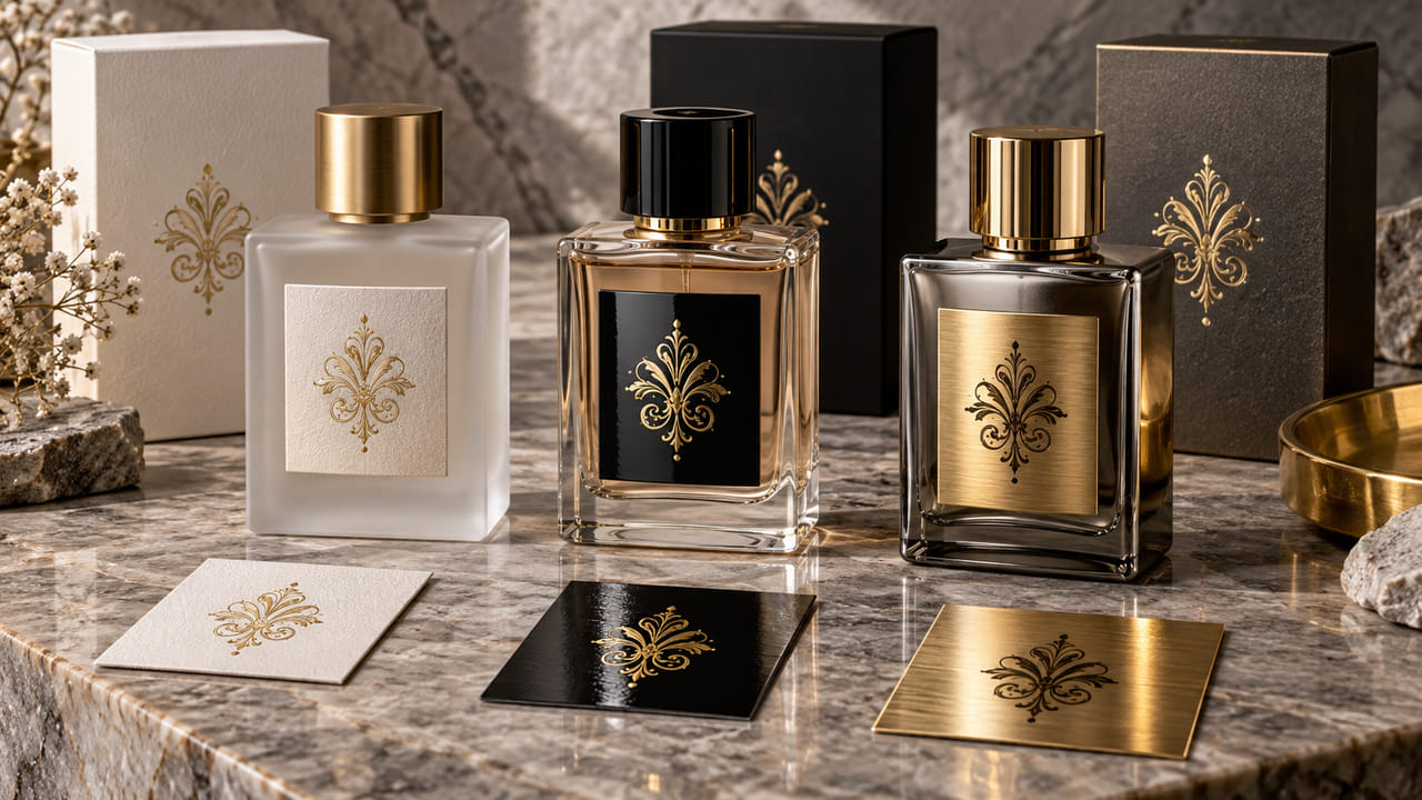 Should buyers choose matte, gloss, or metallic perfume label finishes for GCC fragrance launches?