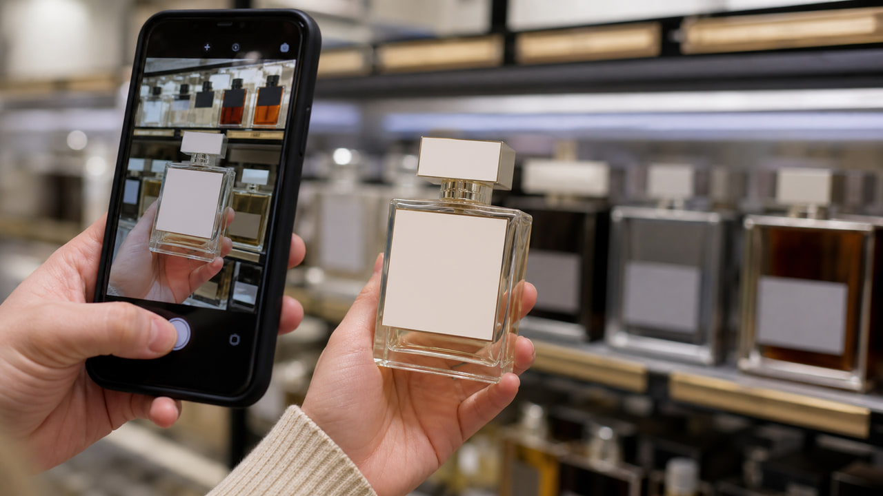 How should buyers check perfume label readability on retail shelves for ecommerce perfume brands?