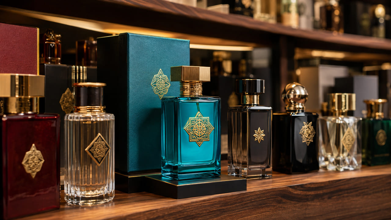 How should buyers check perfume label readability on retail shelves when upgrading a standard bottle?