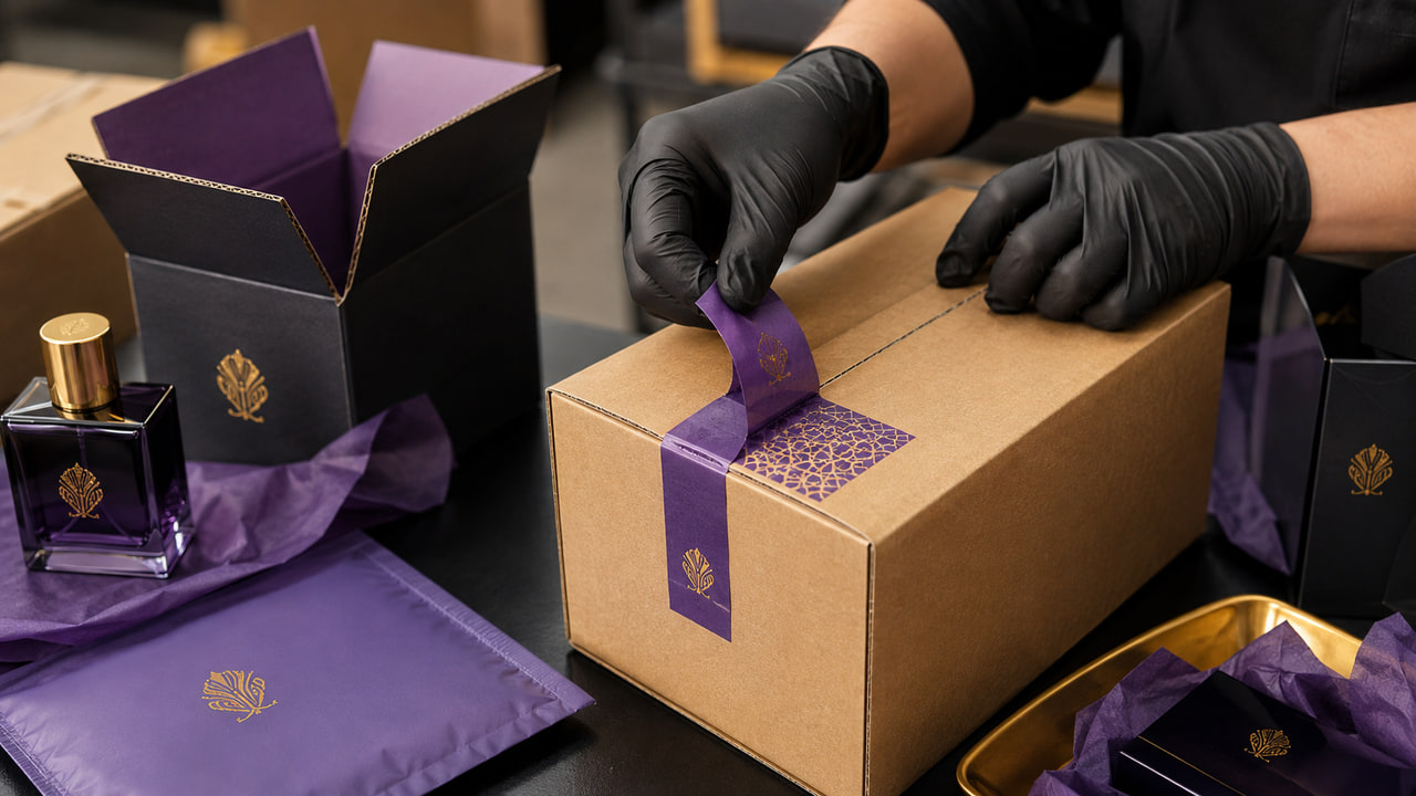 When should buyers use VOID security seals for online perfume orders for repeat orders?