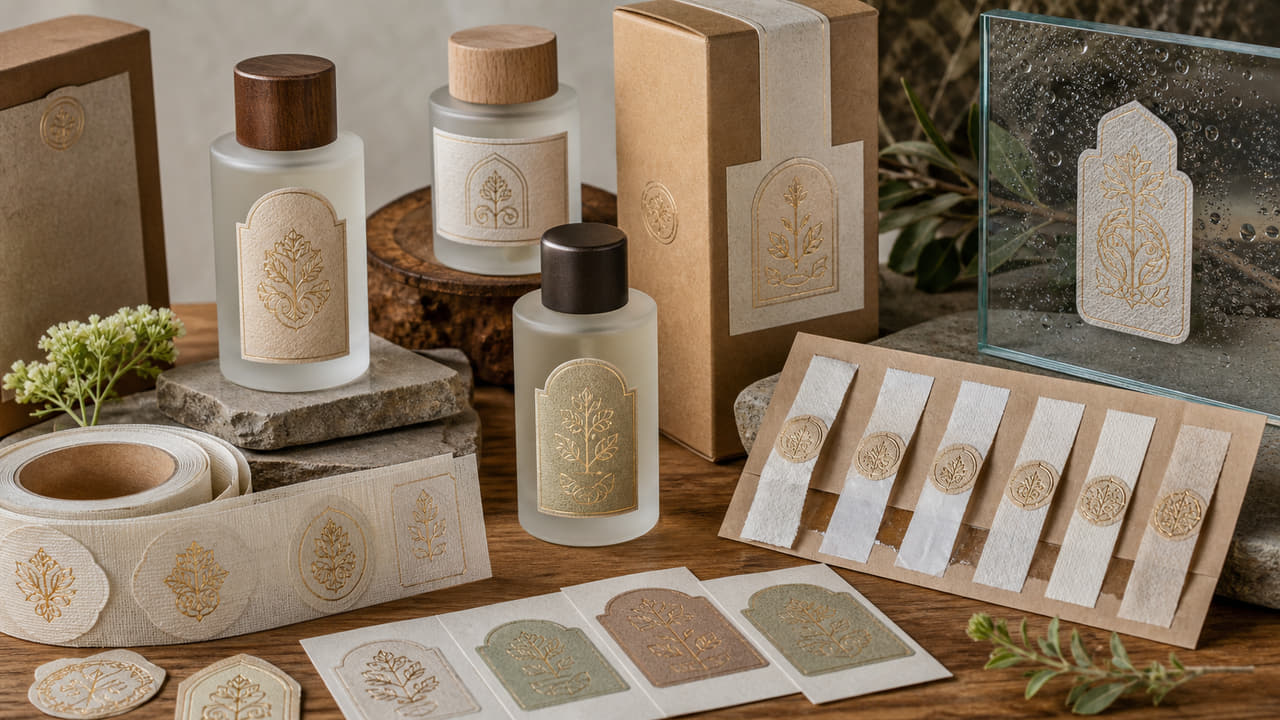 How can buyers choose sustainable-looking perfume labels without weak adhesion for ecommerce perfume brands?