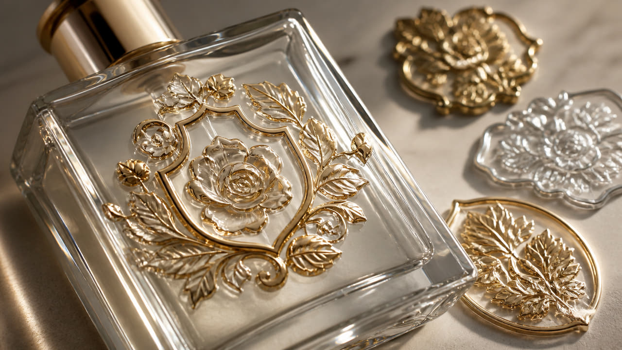 What raised UV DTF logo details look premium on perfume bottles for ecommerce perfume brands?