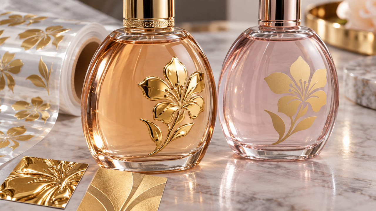 Should buyers test UV DTF or Vinyl first on curved perfume bottles for repeat orders?