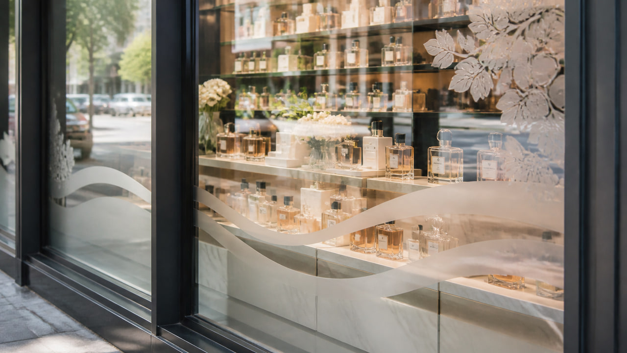 Using Window Stickers for Perfume Retail Displays Without Blocking the Product